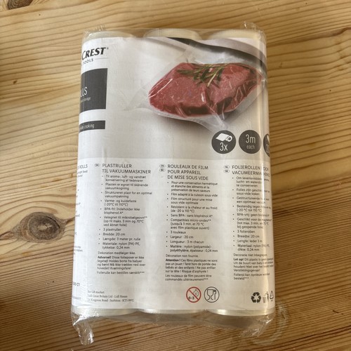 Silvercrest 20cm 3 Pack Textured Vacuum Sealer Rolls Food 3 metres 1